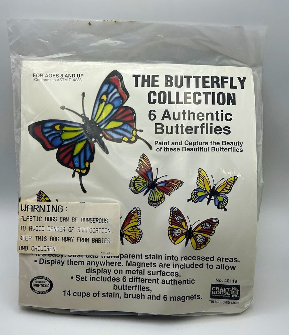 Vintage Craft House Butterfly Collection 6 Authentic Butterflies Kit #40119 NOS